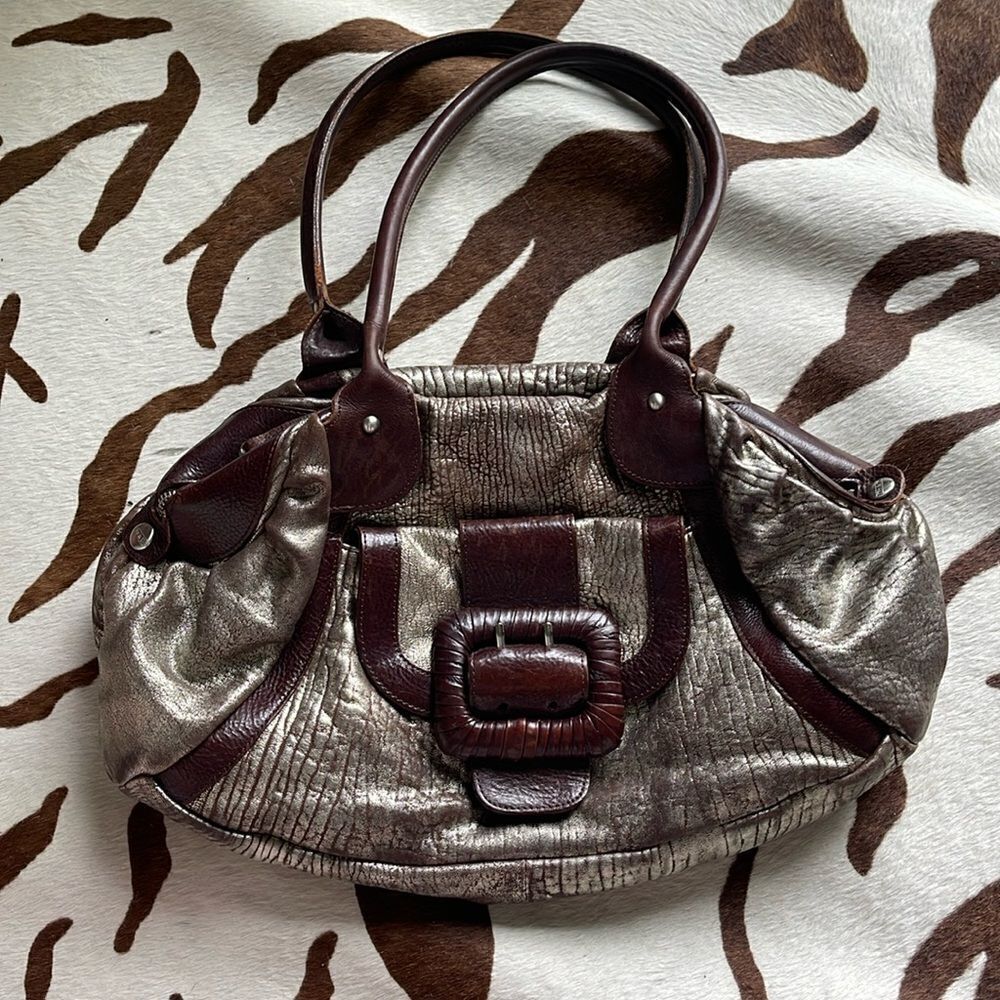 Beautiful B&D all leather bag.  Gorgeous bag with metallic and brown leather.